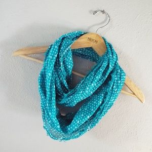 AEO Infinity Scarf Teal and Heart Polka Dot